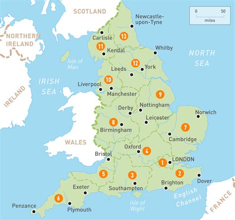 england map with cities and provinces